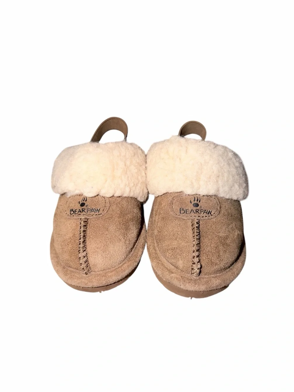 Toddler Tan Suede Sherpa Slippers Size 9